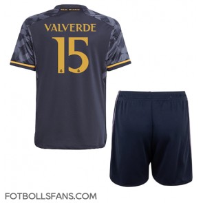 Real Madrid Federico Valverde #15 Replika Bortatröja Barn 2023-24 Kortärmad (+ Korta byxor)